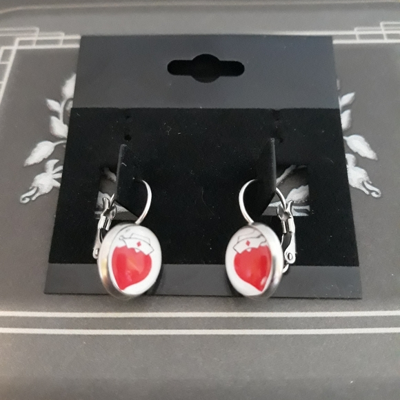 "Love a Nurse"Lever back eaarings. - Picture 3 of 5